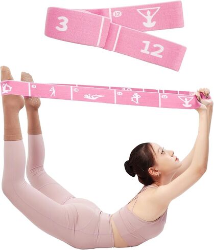 Multi-Functional Slimming Resistance Bands Yoga Straps Elastic Stretching Band 10/12 Loops for Pilates, Latin Training, Dance, Gymnastics, Fitness, Ballet and Physical Therapy in Saudi Arabia