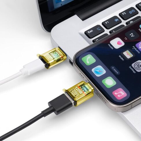 Adapter 120W USB-A to USB-C OTG (2 Pack) for Fast Charging, Headphone Jack and Data Transfer 3 in 1 - Transparent Black in Saudi Arabia