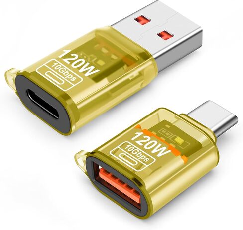 Adapter 120W USB-A to USB-C OTG (2 Pack) for Fast Charging, Headphone Jack and Data Transfer 3 in 1 - Transparent Black in Saudi Arabia