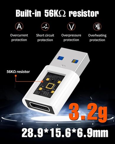 BOMIE USB إلى USB C محول 2 حزمة، 3A شحن سريع 5 جيجابت في الثانية لنقل البيانات، نوع C أنثى إلى USB 3.0 ذكر محول لـ M-acBook، هاتف 15/16/17 Pro Max، A-pple Watch، Pad Pro، G-alaxy، الهاتف، الكمبيوتر المحمول، الكمبيوتر اللوحي in Saudi Arabia