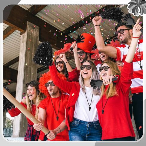Realspring 148 Pcs School Spirit Items Bulk Team Spirit Week Accessories Include Hand Clappers Noisemakers Whistles Cheerleading Pom Poms Shutter Glasses Eye Black Sticker for Sports in Saudi Arabia