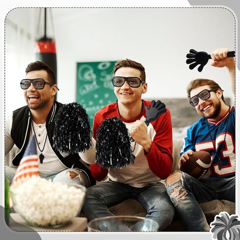 Realspring 148 Pcs School Spirit Items Bulk Team Spirit Week Accessories Include Hand Clappers Noisemakers Whistles Cheerleading Pom Poms Shutter Glasses Eye Black Sticker for Sports in Saudi Arabia