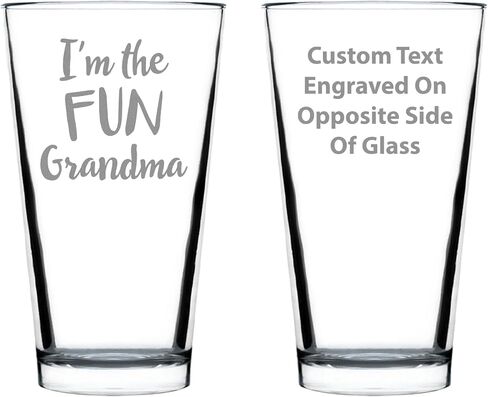 Fun Grandma - Pint Glass for Beer - Funny Gift for Grandmothers - Cute Engraved Glasses for Grandparents - 16 oz in Kuwait