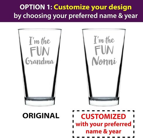 Fun Grandma - Pint Glass for Beer - Funny Gift for Grandmothers - Cute Engraved Glasses for Grandparents - 16 oz in Kuwait
