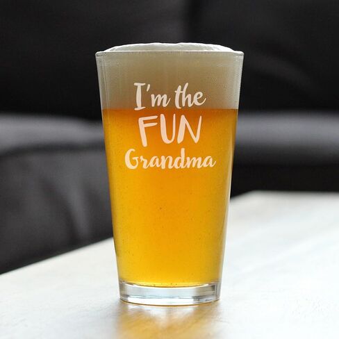 Fun Grandma - Pint Glass for Beer - Funny Gift for Grandmothers - Cute Engraved Glasses for Grandparents - 16 oz in Kuwait