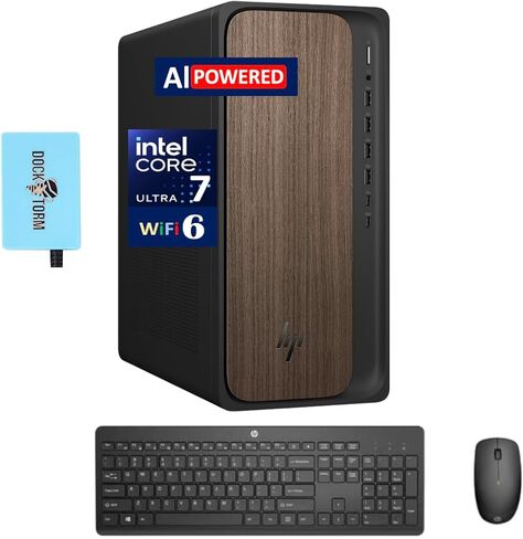 كمبيوتر HP OmniDesk AI PC (الجيل التالي من Envy) (Intel Ultra 7-265، 32GB DDR5، 2TB SSD، Intel Graphics، 280W PSU، WiFi 6، BT 5.2، RJ-45، 1 Display Port، Win 11 Home) مع منفذ USB DKZ Exp in Saudi Arabia