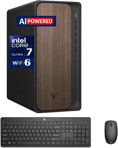 كمبيوتر HP OmniDesk AI PC (الجيل التالي من Envy) (Intel Ultra 7-265، 32GB DDR5، 2TB SSD، Intel Graphics، 280W PSU، WiFi 6، BT 5.2، RJ-45، 1 Display Port، Win 11 Home) مع منفذ USB DKZ Exp in Saudi Arabia