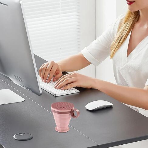 Pink Collapsible Cup,Foldable Silicone Cup with Plastic Lid,Portable Water Cups Suitable for Camping and Traveling in Saudi Arabia
