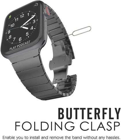 Stainless Steel Strap for Apple Watch Band,24mm Wide Metal Replacement Link Bracelet Loop,for Apple Watch Ultra 3/2/1 49mm [2025] (Space Gray) in Saudi Arabia