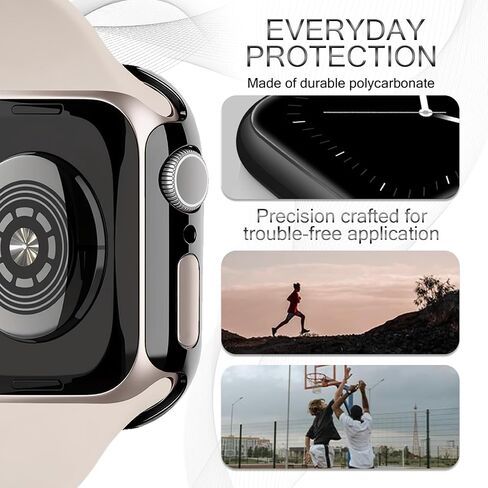 Protective Watch Case Hard PC Bumper Frame Shockproof Cover Lightweight Full Coverage Protective Guard 40mm (Black 1.69inch 1.45inch) in Saudi Arabia