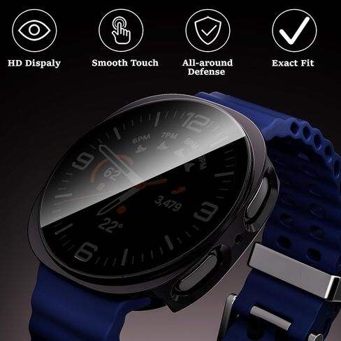 عبوتان من حافظة حماية شاشة الخصوصية من البولي كربونات لساعة سامسونج جالاكسي 8 مقاس 44 ملم، غطاء حماية كامل، ممتص للصدمات رفيع للغاية مع زجاج مقسى لساعة جالاكسي 8 مقاس 44 ملم، شفاف + شفاف in Kuwait