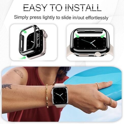 Protective Watch Case Hard PC Bumper Frame Shockproof Cover Lightweight Full Coverage Protective Guard 40mm (Black 1.69inch 1.45inch) in Saudi Arabia