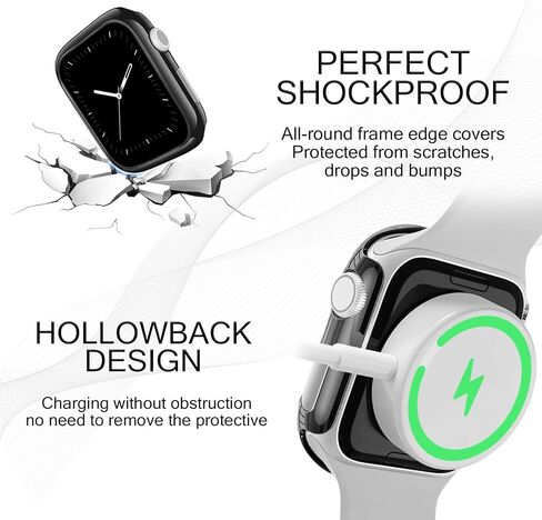 Protective Watch Case Hard PC Bumper Frame Shockproof Cover Lightweight Full Coverage Protective Guard 40mm (Black 1.69inch 1.45inch) in Saudi Arabia