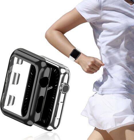 Protective Watch Case Hard PC Bumper Frame Shockproof Cover Lightweight Full Coverage Protective Guard 40mm (Black 1.69inch 1.45inch) in Saudi Arabia