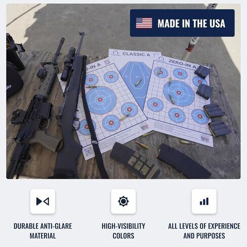 Zero-in A Paper Targets - 12 x 18 Inches Cardstock - Designed and Made in USA - 25 Pack - PN P01Z01-025T - Free Mobile App in Saudi Arabia