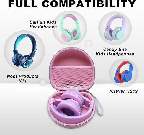 حافظة سماعات الرأس للأطفال متوافقة مع JBL JR320BT / iClever BTH12 / HS19 / BTH26 / JoySpark-T5 / Candy Bila BH03 / EarFun/IMYB/MIDOLA MD-B01 / noot Products سماعات رأس قابلة للطي للأطفال، وردي (الجراب فقط) in Kuwait