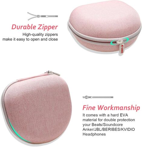 حافظة سماعات الرأس للأطفال متوافقة مع JBL JR320BT / iClever BTH12 / HS19 / BTH26 / JoySpark-T5 / Candy Bila BH03 / EarFun/IMYB/MIDOLA MD-B01 / noot Products سماعات رأس قابلة للطي للأطفال، وردي (الجراب فقط) in Kuwait