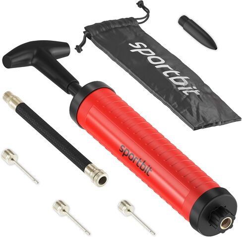SPORTBIT Ball Pump for Sports Balls - Push & Pull Inflating System - Hand Pump for All Exercise Balls - Volleyball Pump, Basketball Inflator, Football & Soccer Ball Air Pump - Goes with 5 Needles Set in Kuwait