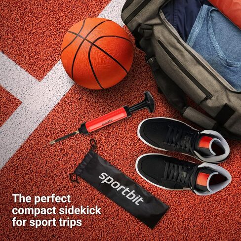 SPORTBIT Ball Pump for Sports Balls - Push & Pull Inflating System - Hand Pump for All Exercise Balls - Volleyball Pump, Basketball Inflator, Football & Soccer Ball Air Pump - Goes with 5 Needles Set in Kuwait