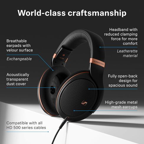Sennheiser HD 560 S Over-The-Ear Audiophile Headphones - Neutral Frequency Response, E.A.R. Technology for Wide Sound Field, Open-Back Earcups, Detachable Cable, (Black) (HD 560S) in Kuwait