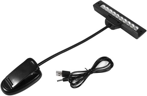 Clip On Book Light, Portable 10 Clip-On Music Stand Clamp Reading Light USB Rechargeable Eye Brightness (#1) in Saudi Arabia