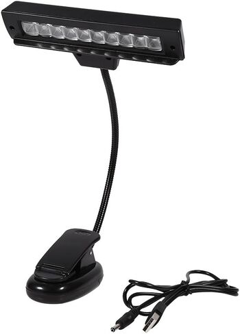 Clip On Book Light, Portable 10 Clip-On Music Stand Clamp Reading Light USB Rechargeable Eye Brightness (#1) in Saudi Arabia