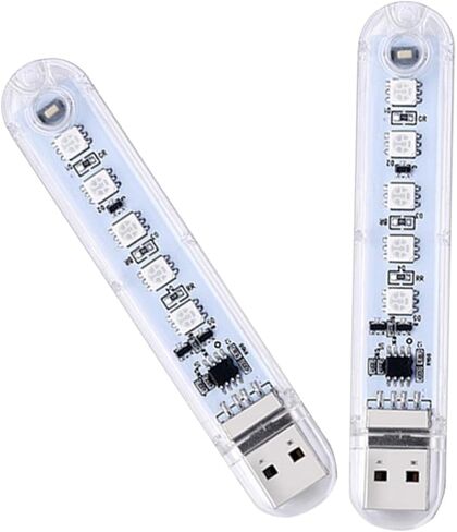 Vaguelly 2 قطعة USB سيارة جو ضوء ملون LED مصباح الليل متعدد الوظائف المكونات في USB ضوء الليل للمركبات المنزل والسفر in Kuwait