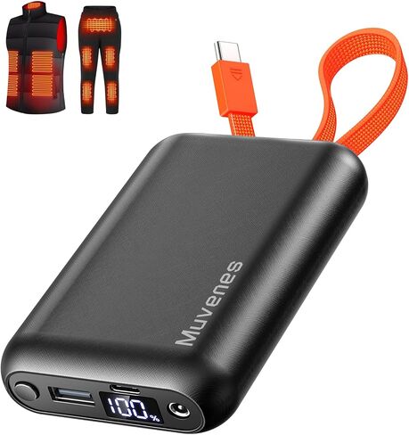 7.4V/5V 20000mAh Heated Vest Battery Pack Compatible with ORORO, with Venustas, Rechargeable Outdoor Power Bank with Built-in USB-C Cable, DC/USB Ports for Heated Vests, Jackets, and Pants in Saudi Arabia