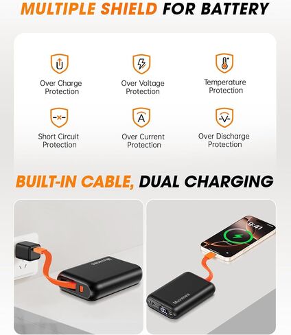 7.4V/5V 20000mAh Heated Vest Battery Pack Compatible with ORORO, with Venustas, Rechargeable Outdoor Power Bank with Built-in USB-C Cable, DC/USB Ports for Heated Vests, Jackets, and Pants in Saudi Arabia