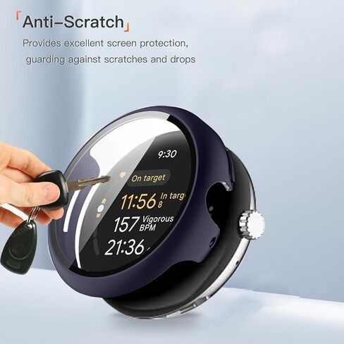 Case Cover for Google Pixel Watch 4 45mm,Hard PC Protective Case with 9H Tempered Glass Screen Protector, Shockproof Scratch-Resistant Shell for Google Pixel Watch 4 45mm Smart Watch,Black in Saudi Arabia