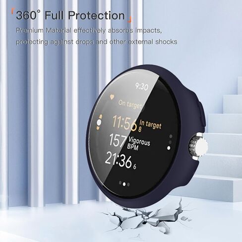 Case Cover for Google Pixel Watch 4 45mm,Hard PC Protective Case with 9H Tempered Glass Screen Protector, Shockproof Scratch-Resistant Shell for Google Pixel Watch 4 45mm Smart Watch,Black in Saudi Arabia