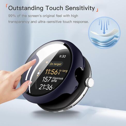 Case Cover for Google Pixel Watch 4 45mm,Hard PC Protective Case with 9H Tempered Glass Screen Protector, Shockproof Scratch-Resistant Shell for Google Pixel Watch 4 45mm Smart Watch,Black in Saudi Arabia