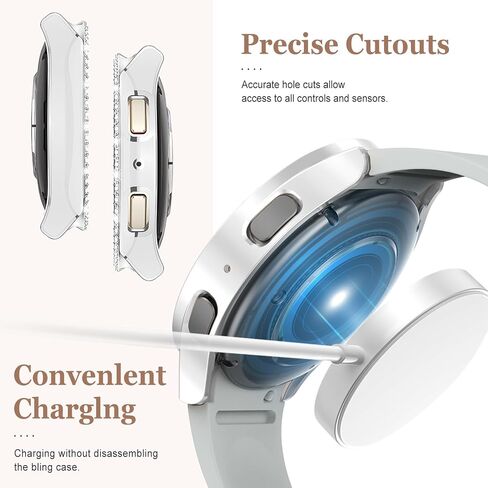 Bling Case for Samsung Galaxy Watch 7 40mm 44mm for Women,Glitter Crystal Rhinestone Diamond Protective Case Hard PC Face Cover Shockproof Bumper for Samsung Galaxy Watch 7 Cover 40 44 mm Accessories in Saudi Arabia