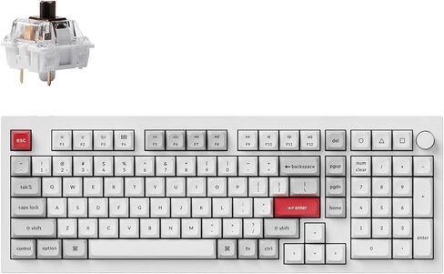 Keychron Q5 Pro QMK/VIA Wireless Custom Mechanical Keyboard, Full Aluminum 96% Layout with Programmable Knob, Double-Gasket Design with Hot-swappable K Pro Red Switch for Mac Windows Linux - White in Saudi Arabia