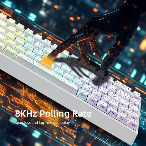 Mer68 Wired 68 Keys, Magnetic Switch Mechanical Keyboard, 8KHZ Polling Rate/Latency As 0.125MS/256KHZ Single Key Scan Rate/ARGB/, Hot Swappable Gaming Keyboard(White) in Saudi Arabia