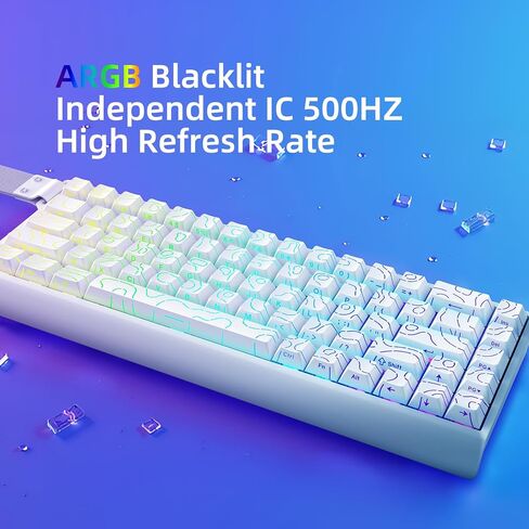 Mer68 Wired 68 Keys, Magnetic Switch Mechanical Keyboard, 8KHZ Polling Rate/Latency As 0.125MS/256KHZ Single Key Scan Rate/ARGB/, Hot Swappable Gaming Keyboard(White) in Saudi Arabia