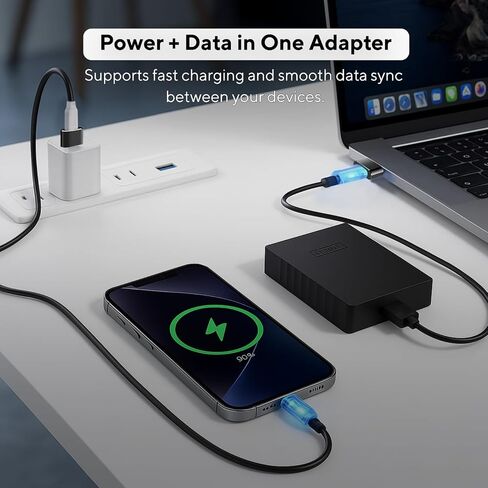 USB C to USB A - Adapter 2.0 (Pack of 4) - Compatible for iPhone 17 Air Pro Max 16e 16 15 14 13 Plus Pro Max, for Apple Watch11 10 9, Samsung S25, MacBooks Laptops in Saudi Arabia