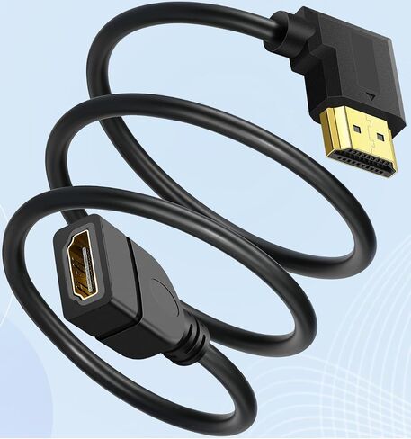 كابل تمديد HDMI الزاوية اليمنى 1.5 قدم 4K HDMI موسع ذكر إلى أنثى محول سلك 90 درجة HD محول فيديو للشاشة، الكمبيوتر المحمول، جهاز العرض، HDTV in Saudi Arabia