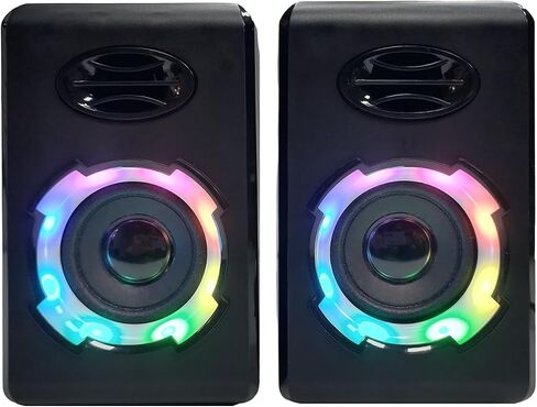 RGB Gaming Computer Speakers, Bluetooth 5.0 USB Powered PC Sound Bar with Dynamic Lighting, Stereo Audio for Desktop PC Laptop Monitor Gaming Setup (Black) in Saudi Arabia