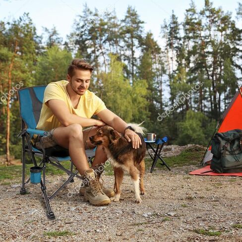 Backyard Expressions Heated Camp Chair with Cupholder – Portable Folding Camping Chair with 3 Heat Settings, USB Powered, Lightweight & Durable – Outdoor Heated Chair for Camping, Tailgating & Sports in Kuwait