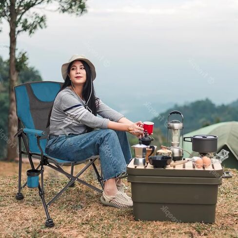 Backyard Expressions Heated Camp Chair with Cupholder – Portable Folding Camping Chair with 3 Heat Settings, USB Powered, Lightweight & Durable – Outdoor Heated Chair for Camping, Tailgating & Sports in Kuwait