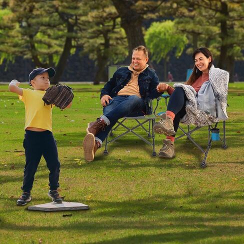 Backyard Expressions Heated Camp Chair with Cupholder – Portable Folding Camping Chair with 3 Heat Settings, USB Powered, Lightweight & Durable – Outdoor Heated Chair for Camping, Tailgating & Sports in Kuwait
