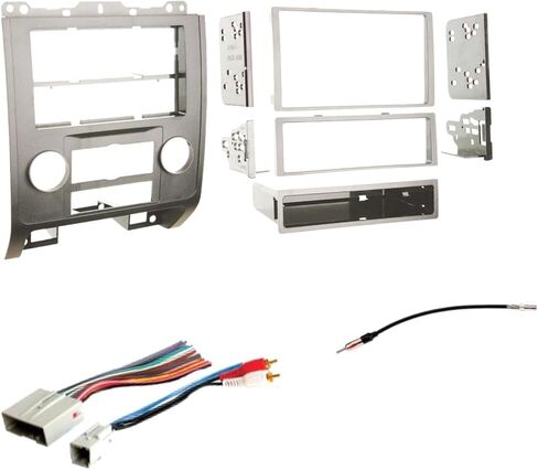 Silver Double Din Car Stereo Install Kit, Wire Harness, and AM/FM Radio Reception Antenna Adapter -Made for Ford/Mazda/Mercury: 2008-2012 Escape, 2008-2011 Tribute, 2008-2011 Mariner in Kuwait