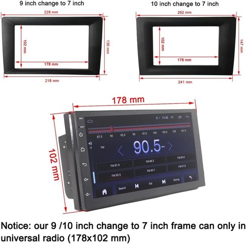 7'' to 9'' Inch Universal Car Radio Stereo Fascia Frame Adapter in Dash Panel Trim Bezel Conversion in Saudi Arabia