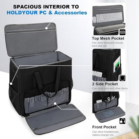 PC Tower Carrying Case Backpack, Gaming Computer Tower Travel Bag Compatible with ATX/Micro-ATX Desktop for Keyboard, Mouse and Accessories, Fits Up to 20.67″×10.23″×18.9″ (Bag Only) in Saudi Arabia