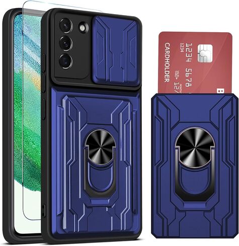 Galaxy S21 FE 5G Case Wallet, Built-in Card Holder for Samsung S21 FE Case with Stand, Heavy Duty Shockproof Full Body Kickstand Cover, for Samsung S21 FE 5G Phone Case with Screen Protector (Pink) in Kuwait