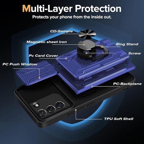 Galaxy S21 FE 5G Case Wallet, Built-in Card Holder for Samsung S21 FE Case with Stand, Heavy Duty Shockproof Full Body Kickstand Cover, for Samsung S21 FE 5G Phone Case with Screen Protector (Pink) in Kuwait