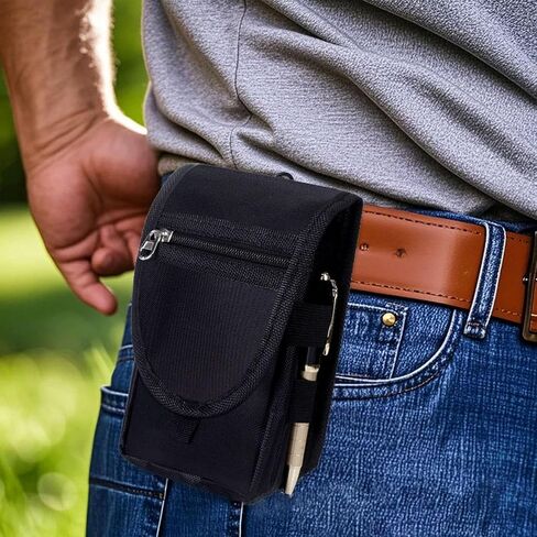 Dual Phone Waist Pouch with Belt Clip - Tactical Two-Device Holster for Work, Outdoor, and Hiking (Black) in Saudi Arabia