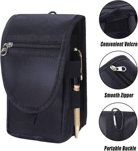 Dual Phone Waist Pouch with Belt Clip - Tactical Two-Device Holster for Work, Outdoor, and Hiking (Black) in Saudi Arabia