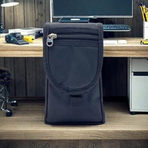 Dual Phone Waist Pouch with Belt Clip - Tactical Two-Device Holster for Work, Outdoor, and Hiking (Black) in Saudi Arabia
